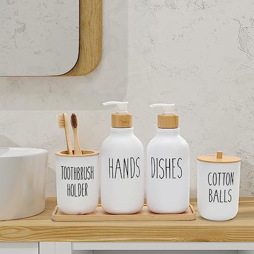 Soporte para cepillo de dientes y juego de accesorios de baño con bandeja 6