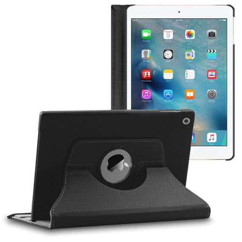 ebestStar - Coque Compatible avec iPad 2018 9.7 2017, Air 1 2013 Apple Housse Protection Etui PU Cuir Support Rotatif 360, Noir [Appareil: 240 x 169.5 x 7.5mm,...