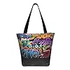 kkvhhyuo Graffiti Hip Hop Print Tote Bag for Women, Ladies Handbags & Shoulder Bags School Work Laptop Bags for College Shopping Travel Gym Beach #3