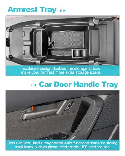 Image of CDEFG 5Pcs for 2023-2026 Mazda CX50 Center Console & Door Handle Organizer | for 2023-2026 Mazda CX-50 Accessories Console Armrest Tray Side Door Trash Container Storage Door Handle Pocket Insert