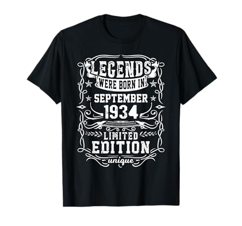 Cumpleaños Septiembre 1934 Edición Limitada Regalo Vintage Camiseta