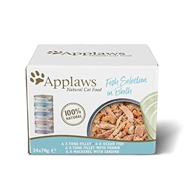 Applaws 100% Natural Wet Cat Food, Multipack Fish Selection in Broth 70g Tin (24 x 70g Tins)