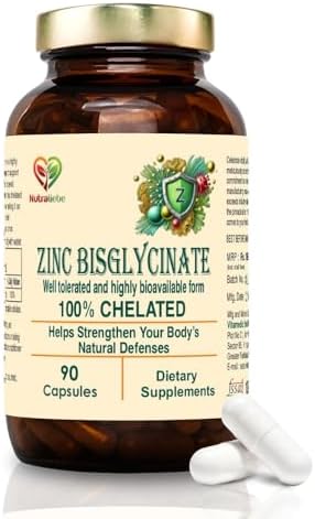 Zinc Bisglycinate โ High Absorption Zinc for Immune Support, Skin Health, and Cellular Function โ 90 Capsules