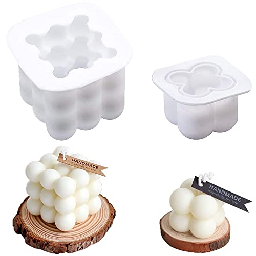 YICYC Kerzenform, DIY-Kerzen 3D Ball Cube KerzengieÃform, Antihaft Bubble Candle Silikonformen für die Herstellung von Duftkerze Soy Wachs Handgemachte Seife etc