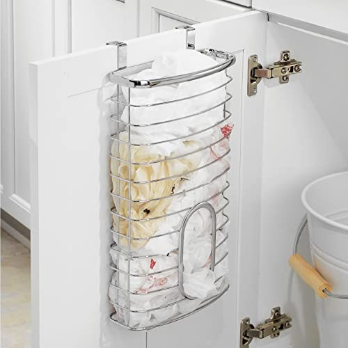 mDesign-Steel-Hanging-Cabinet-Storage-Organizer-Holder-for-Kitchen-Pantry-Holds-Plastic-Sandwich-Garbage-Grocery-and-Trash-Bags-Wrap-Foil-Pack-Spira-Collection-Chrome