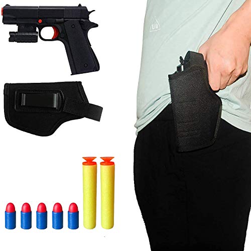 WAOOTUENTL Kid Toy Gun Classic m1911 Toy Gun Kids Colorful Toy Gun with Soft Bullets, Black Thigh Set, Teach Shooter and Gun Safety, Real Dimensions, Fun Outdoor Game