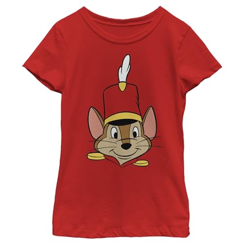 T-shirt Disney Dumbo rouge col rond manches courtes vêtement coton grande taille fille