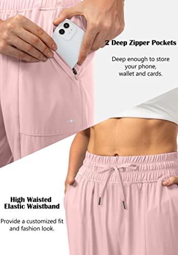 Obla Women's Lightweight Golf Pants With Zipper Pockets High Waisted Casual Track Work Ankle Pants For Women (Pink_Xl) #TOP3