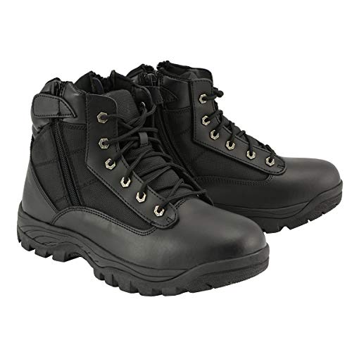Milwaukee Leather Mbm9011 Men's 6-Inch Black Leather Tactical Lace-Up Boots With Side Zipper Entry - 11.5 #TOP7
