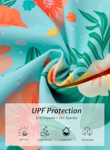 Image of Baby Toddler Girl Long Sleeve Ruffle Swimsuit One Piece Zipper Rash Guard Bathing Suit with UPF 50+ Sun Protection