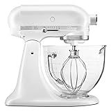 KitchenAid KSM155GBFP 5-Qt. Artisan Design Series with Glass Bowl - Frosted Pearl White