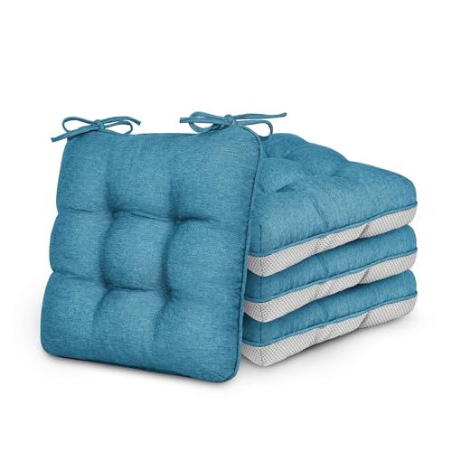 Love's cabin Memory Foam Chair Cushions Set of 4, Outdoor/Indoor Chair Pads for Dining Chairs 4 Pack, Seat Cushions for Kitchen, Dining Room, Office, Patio Chairs, 15.5