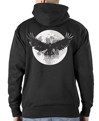 Comedy Shirts - Rabe und Mond - Vorne-Mitte u. Hinten - Herren Hoodie - Schwarz Gr. 5XL Cover