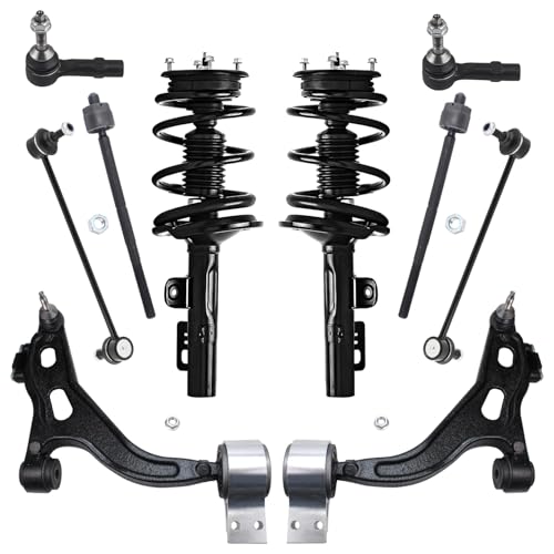 Image of Detroit Axle - 10pc AWD Front Struts Lower Control Arms Sway Bar Links Tie Rods Replacement for 2005-2007 Ford Five Hundred Mercury Montego