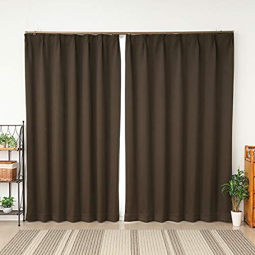 遮光カーテン 遮光1級 フルダル 無地 断熱 5317ブラウン 幅100x丈185cm2枚組 100×185 節電 断熱 保温 防寒 省エネ 冷暖房効果アップ 厚手