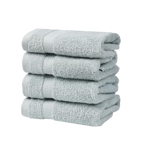 SOFE H&L | Olea Plush Turkish Cotton Wash Cloths, Set of 4 | Light Blue