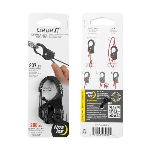 CamJam® XT™ Nite Ize NCJSA-01-R3 Knotenhilfe NI-NCJSA-01-R3 Schnurspanner, schwarz, 1 Stück (1er Pack)