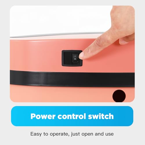 Image of BestOffice | 13 Gallon Plastic Trash Can with Lid | Pink | Automatic Touchless Garbage Can | Odor Control | Modern Oval Design | Easy to Clean | For Kitchen, Bathroom, Office or Home