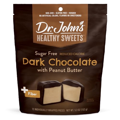 Dr. John's Peanut Butter Dark Chocolate Squares, Non-GMO, Gluten Free, Tooth Friendly, No Artificial Colors or Sweeteners