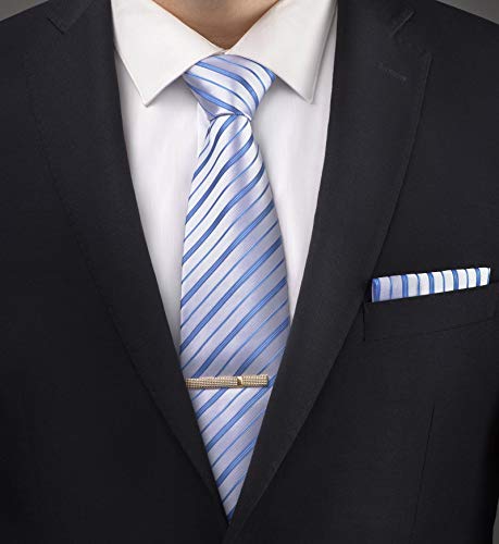 TAVATO Premium Menâ€™s Gift Tie Set Silky Necktie Pocket Squares Tie Clips Cufflinks For Men, Multicolored, Optimal Size