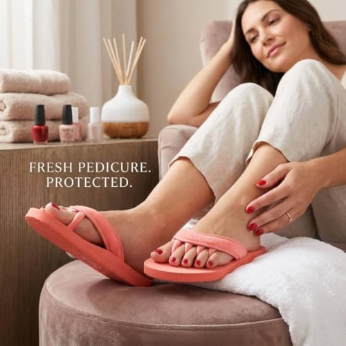 Image of Pedi Couture Pedicure Sandals with Built In Toe Separators for Women - Comfortable Spa Style Flip Flops for Home, Salon, Yoga & Gym Use