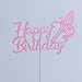 Happy Birthday Cake Topper, 2nd Birthday Cake Topper, Number 2 Butterfly Theme Cake Topper for Baby Birthday Cake Party Decorations