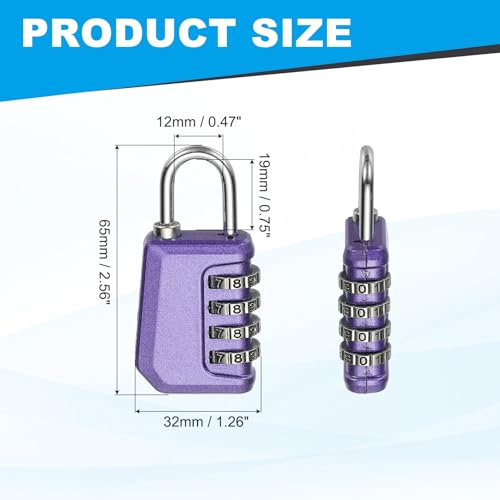 Image of MECCANIXITY Combination Lock, 4 Digit Padlock Combination Outdoor Waterproof Locker Lock for Gym Luggage Home Sports Hasp Storage, Pearl Purple Pack of 1