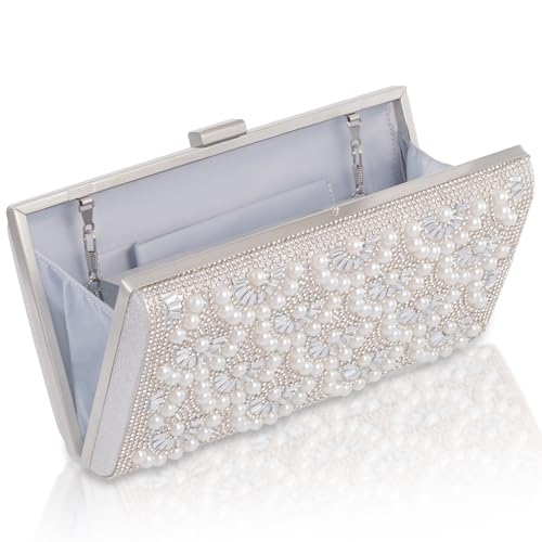 Image of Evening Clutch Pearl Purse for Women, Party Clutches Bag Wedding Formal Handbags