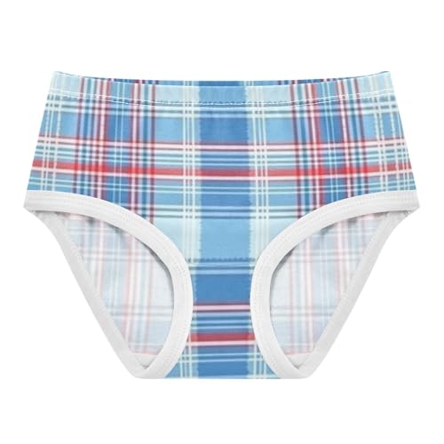 Girls' Underwear Moisture Wicking Comfort Color for Baby Girls Red Blue Plaid in Sizes 2T,3T, 4T, 5T, 6Y and 8Y