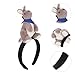 LOGOFUN Plush Kangaroo Doll Headbands 3D Stuffed Animal Hair Hoops for Zoo Theme Parties and Photo Accessories - Grey