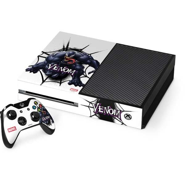 Skinit Decal Gaming Skin Compatible with Xbox One Console and Controller Bundle - Officially Licensed Marvel Venom Symbiote Design