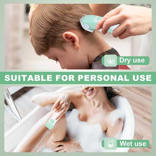 Image of FBO Baby Hair Clipper, Professional Quiet Waterproof Painless Body Hair Trimmer, Multi-Purpose Grooming Kit for Infants, Toddlers & Adults, Home and Salon Use, Green Bear