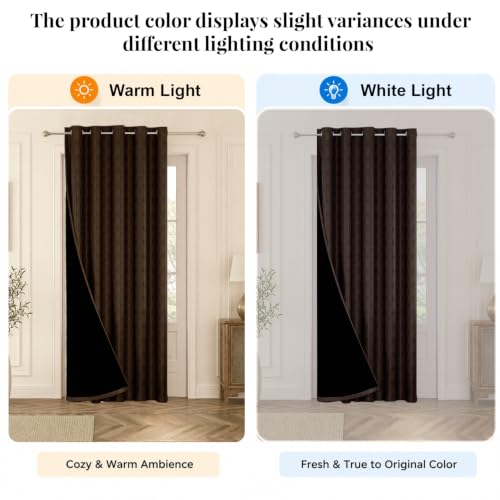 Image of HOKIPO Palmea True Blackout Curtains 7 Feet Long 1 Panel, Coffee