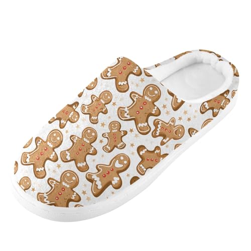 Fuzzy Memory Foam Slippers for Women/Men Cookie Man Star Pattern Fluffy Winter House Shoes Indoor and Outdoor