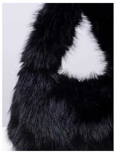 SHENHE Women's Fuzzy Faux Fur Crescent Shoulder Bag Plush Purse Underarm Handbag Hobo Tote3