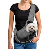 YUDODO Pet Sling Carrier for 5-9 lbs Small Dogs & Cats – Hands-Free Puppy Carrier with Safety Hook, Large Zipper Pocket, Soft Breathable Mesh, Adjustable Strap & Reflective Strip (Black 1.0 M)