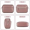 BROTOU Umhängetasche Damen Echtes Leder Crossbody Bag mit 2 Breitem Schultergurt Kartenhalter,Handtasche Leder Handy Umhängetasche, Kleine Tasche Damen mit 3 Fächern(Dunkelrosa) #5