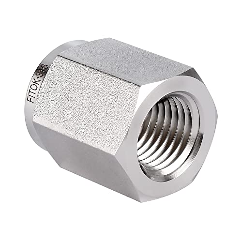 FITOK 316 Stainless Steel Pipe Fitting, Cap, 1/4'' Female NPT 6600 psi, SS-PC-NS4