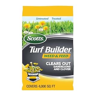Scotts Turf Builder Weed and Feed5 - Weed Killer Plus Lawn Fertilizer, Lawn Weed Killer, Controls Dandelion and Clover, Grass Fertilizer For Up To 4,000 sq. ft., 11.32 lb.