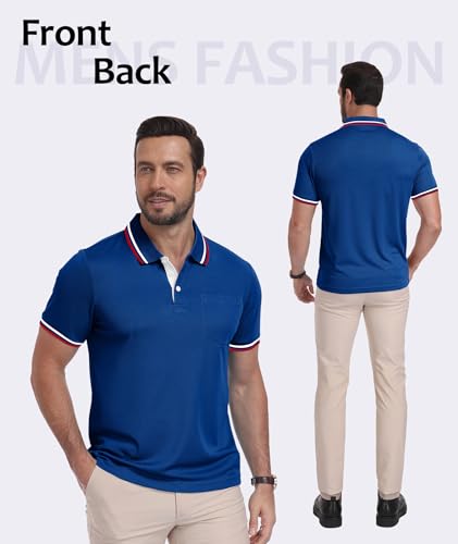Image of ZITY Men Polo Shirts Short Sleeve with Pocket Golf Polo Wicking Shirts for Men Casual Collared T-Shirts