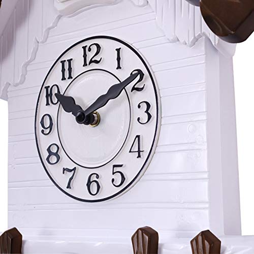 Three Secondz Open and Close Door Plastic Cuckoo Analog Wall Clock White with Brown Pack of 1 (NO Music ON/Off Button, Read Description Before Placing Order) 2