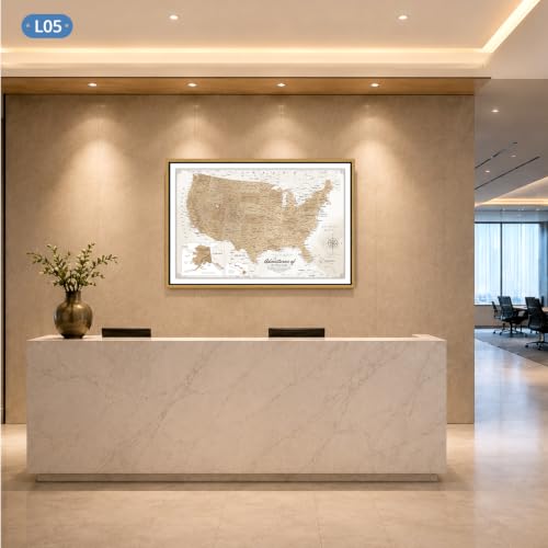 Image of IPIC Personalized Vintage Framed USA Map Pin Board, Image Size 42x28 in