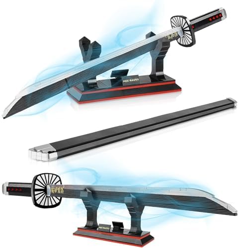QLT QIAOLETONG Demon Slayer Schwert Ideas Cosplay Animes kamado tanjiro Katana,Klemmbausteine Bausteinen deko Geschenk für Erwachsene mit Scheide Halterung(771 pcs)