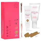 RB RENATA BEAUTY Brow Tint Kit – Eyebrow Tint Set – Dye Kit with Color Tint, Cream Developer and Styling Brush – Long-Lasting Effect Up to 4 Weeks – 30 Applications [Light Brown]