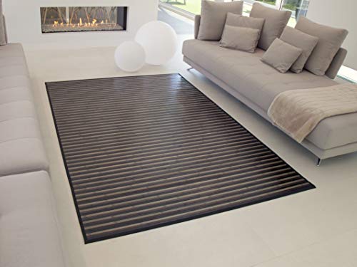 TEJIDOS EL MUNDO Alfombra BAMBÚ Antideslizante, Alta Resistencia, para Interior y Exterior. - 120x180 cm., Gris