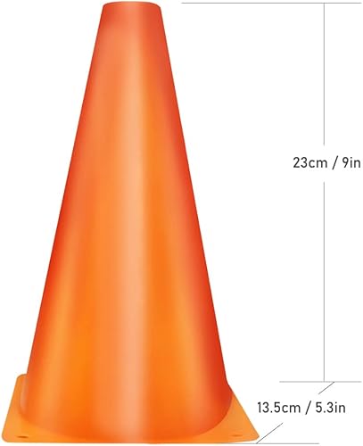 Miniatura 3 de Cones Sports 9 pulgadas, paquete de 15 conos de entrenamiento para práctica de fútbol, juego de conos de campo de agilidad para ejercicios de fútbol