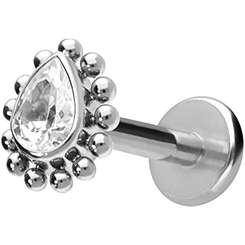 PIERCINGLINE Piercing labret de titanio con gotas de cristal Cover