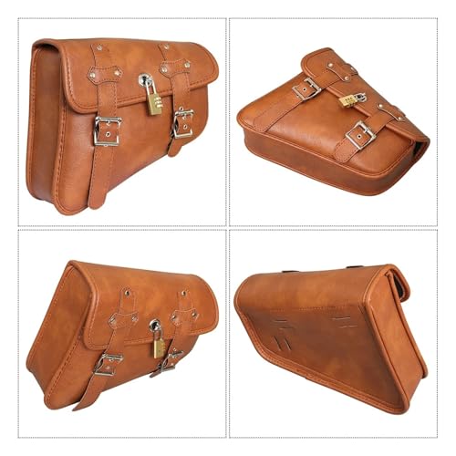 Bolsa basculante lado izquierdo de cuero retro para moto Softail y Dyna 3