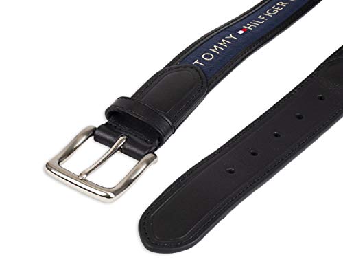 Tommy Hilfiger Men's Fabric Inlay Casual Belt with Classic Harness Buckle4