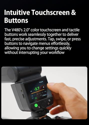 Image of Godox V480 for Sony GODOX TTL Flash - GN50 /1.7s Recycle /650 Flash Time /HSS /Smart Distance Readout /10 Level LED Modeling lamp /2.0 inch Touchscreen /2.4G Wireless System /TTL Camera Flash for Sony ZV-E10 etc.